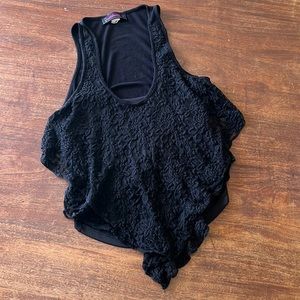 Black layered lace blouse tank top. Size M